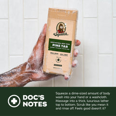 Dr. Squatch Natural Soap Formula foam highlights real soap texture for thorough cleansing