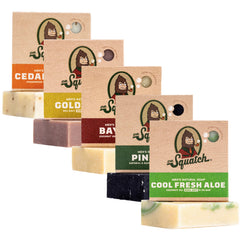 Dr. Squatch Pine Tar bar soap with natural oils for a rugged, refreshing cleanse.
