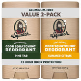 Dr. Squatch Pine Tar deodorant stick front view showing natural protection for daily wear.