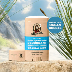 Dr. Squatch Sandalwood Summit deodorant stick with charcoal for confident masculine scent.