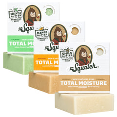 Dr. Squatch Total Moisture bar front view, gentle all-skin cleanser.
