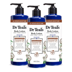 Dr Teal's 24 Hour Moisture coconut bottle demonstrates long-lasting hydration