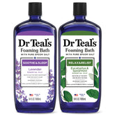 Dr Teal's baño espumoso lavanda, botella en primer plano, ayuda a relajarse