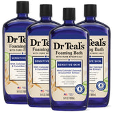 Dr Teal's baño espumoso con burbujas de sal de Epsom para piel sensible.