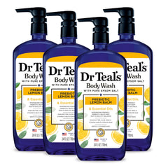 Dr Teal's lemon balm bottle for refreshing cleanse and skin balance.