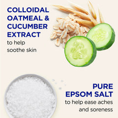 Colloidal oatmeal and cucumber illustration from Dr Teal's highlights skin-soothing ingredients.