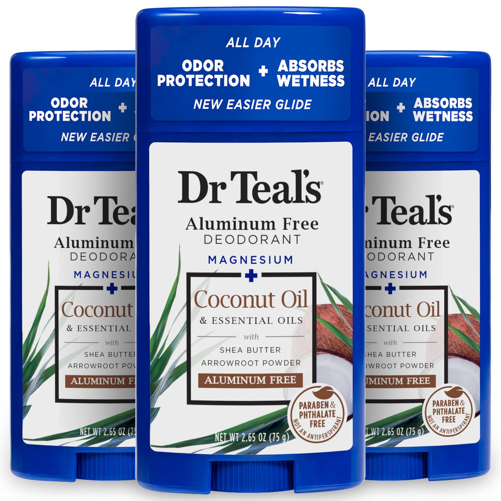 Desodorante Dr Teal's sin aluminio con coco para uso diario