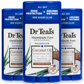 Desodorante Dr Teal's sin aluminio con coco para uso diario