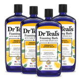 Dr Teal's foaming bath with lemon balm bubbles for a refreshing soak.