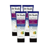 Dr Teal's 4-pack foot cream bottles delivering intense moisture for dry heels.