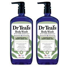 Dr Teal's gel de baño con sal epsom, botella visible para relajación.