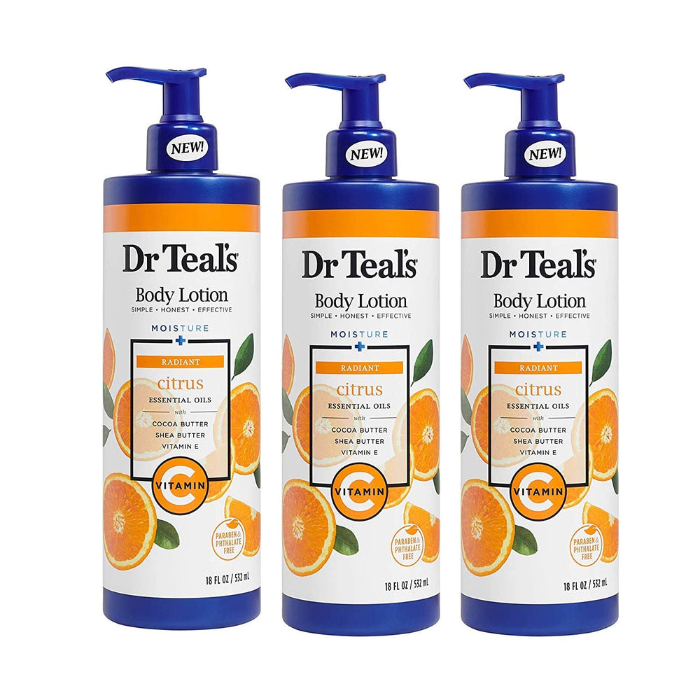 Dr Teal's Glow & Radiance lotion gift set, 18 oz bottles for moisturized skin and mood uplift