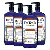 Dr Teal's gel de ducha con sales de Epsom se vierte de la botella para una experiencia relajante.