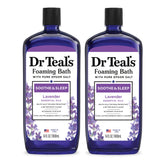 Dr Teal's paquete de dos baños espumosos lavanda para relajación en casa.
