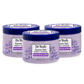 Dr Teal's Pure Epsom Salt Body Scrub lavender pour bottle; calming exfoliation for evenings.