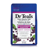 Dr Teal's Pure Epsom Salt Soak Elderberry bottle displaying relaxing aroma.