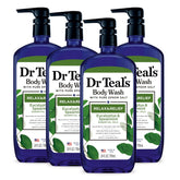 Dr Teal's Relax and Relief body wash bottle with label visible for a refreshing cleanse.