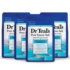 Dr Teal's Restorative Minerals bottle with magnesium-based soak for muscle relaxation.