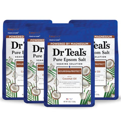 Dr Teal's Sal de Epsom Nutre Coco - bote con aroma tropical ideal para baño relajante.