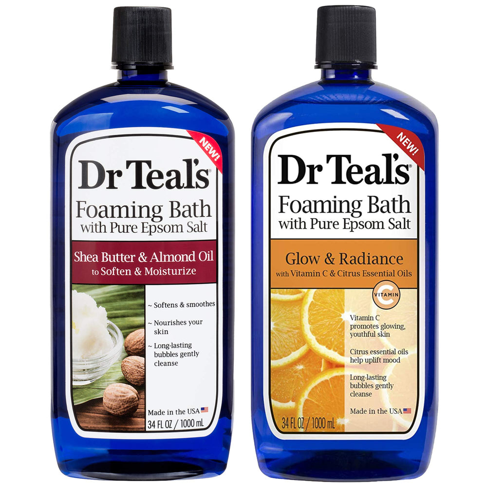 Dr Teal's Shea Butter & Almond Oil, botella de baño espumoso, suaviza piel seca.