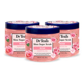 Dr Teal's Rose Shea Sugar Body Scrub pack3 front label clearly showing the vegan formula