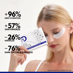 Crystal collagen detail highlights rapid absorption and revitalized under-eye skin.