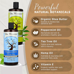 Dr. Woods Organic Shea Butter label emphasizes nourishment and moisture.