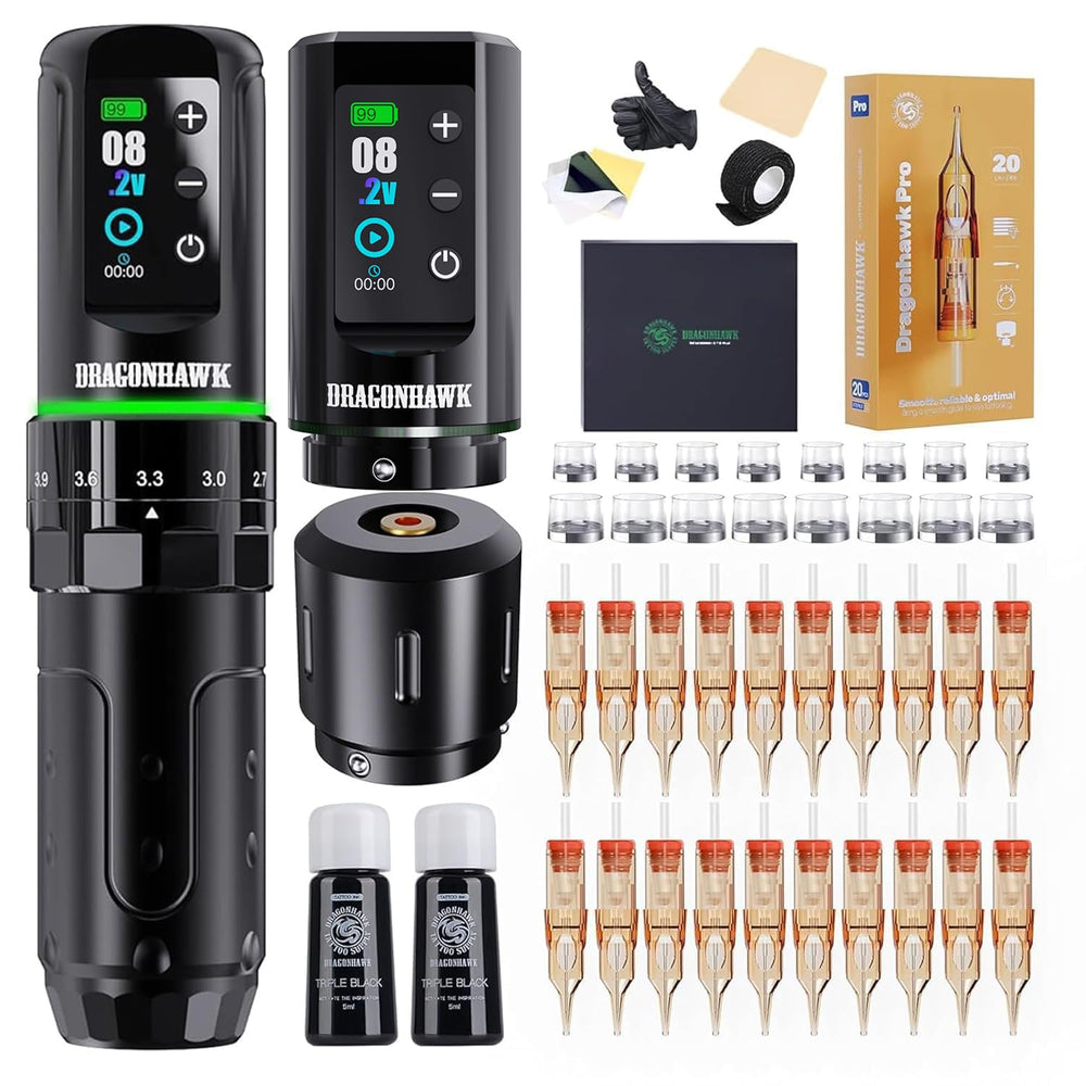 Dragonhawk L3 tattoo kit cordless front view for portable sessions