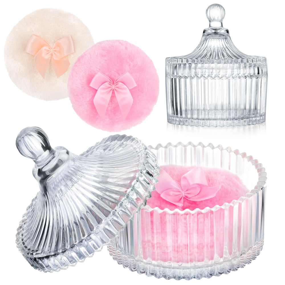 Draupnir body powder puff 2pc set front view for gentle, even powder application.