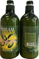 Dream Dream body olive oil lotion bottle on shelf offers smooth, non-greasy hydration.