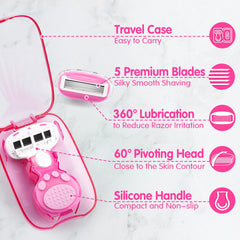 DreamGenius pink-housing travel razor adds stylish, compact design for women on the move.