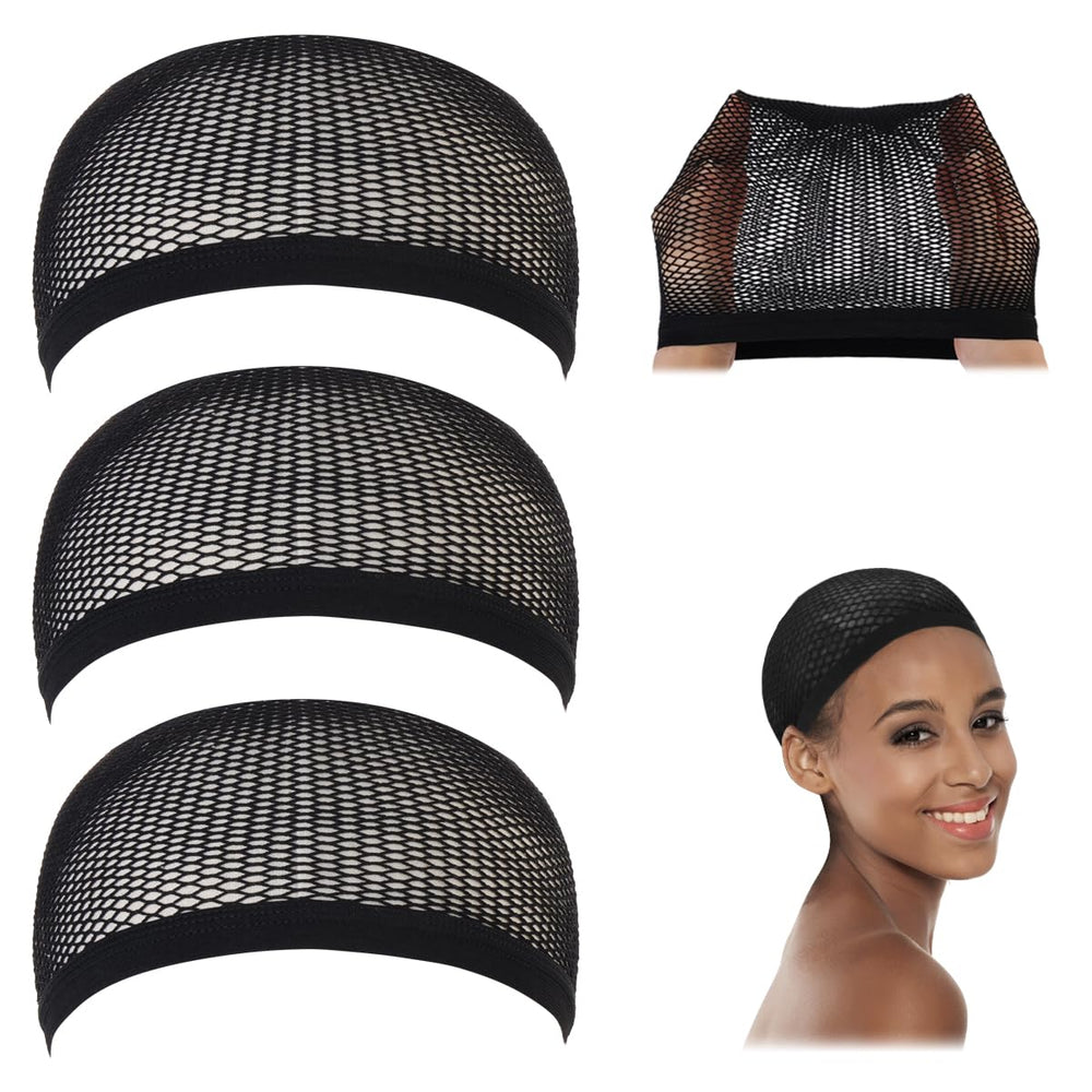 Dreamlover crochet wig cap in black mesh with flexible fit for many head sizes.