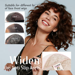 Dreamlover wig cap 2in1 design on head enables quick, secure styling.