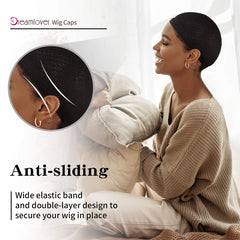 Dreamlover wig cap with elastic-fit fits many head sizes for long hair.