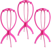 Dreamlover wig head stand hot pink 3-pack for organized wig storage.