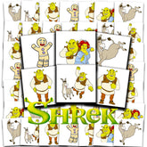 DreamWorks Shrek tattoos 72 perforated 2x2 designs for easy party favors.