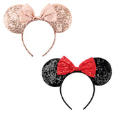 DRESHOW orejas de ratón con lazo brillante, accesorio ideal para fiestas y cosplay.