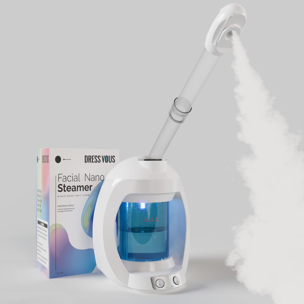Dress Vous facial steamer with strong ozone steam for deep cleansing at home.