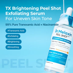 Dr.Melaxin TX Peel Shot bottle pour shows easy application after exfoliation.