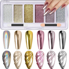 DRMODE paleta cromada de seis colores para uñas con acabado espejo