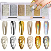 DRMODE polvo cromo oro-plata, brillo espejo duradero para uñas