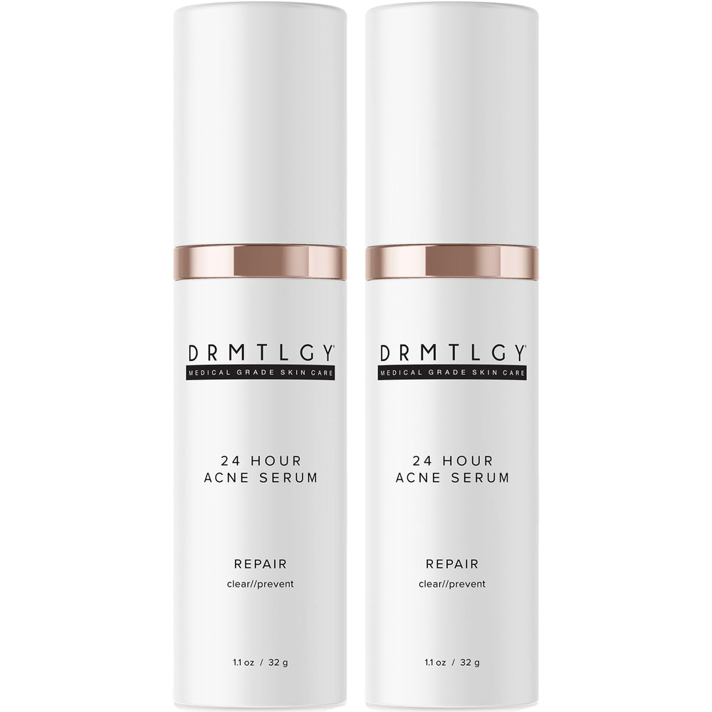 DRMTLGY acne spot treatment bottle with 5% benzoyl peroxide for targeted breakouts.