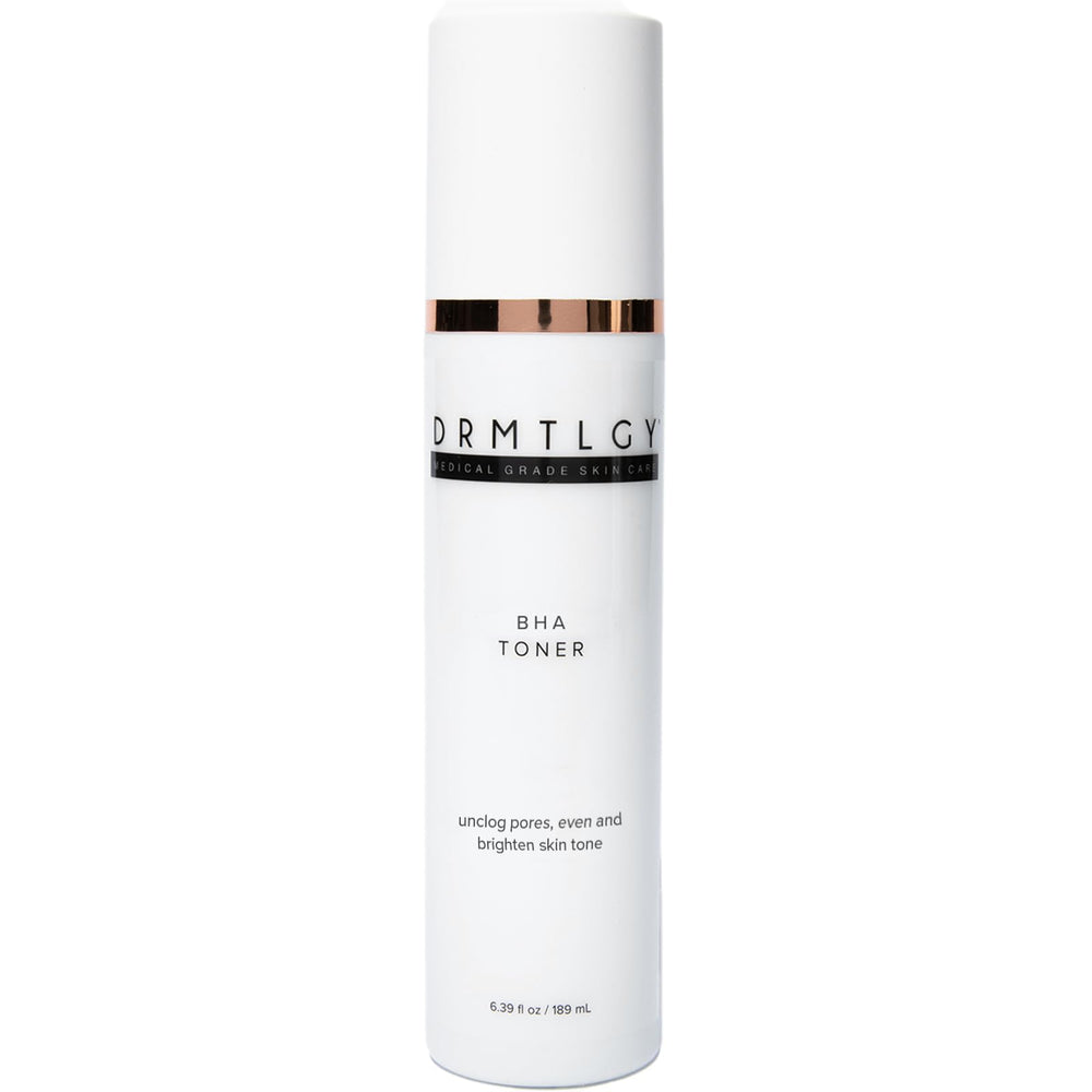 DRMTLGY BHA Clarifying Toner bottle highlights pore refining and oil control.