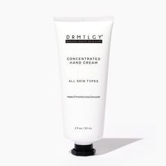 DRMTLGY crema para manos secas, empaque práctico para uso diario.