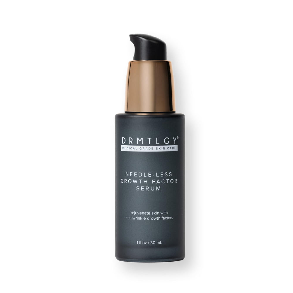 DRMTLGY growth factor serum bottle showing lightweight hydration.
