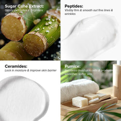 DRMTLGY pumice granules close-up highlighting texture buffing effect