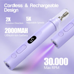 Droyek nail drill with 8 bits included for shaping and finishing