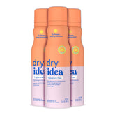 Dry Idea desodorante spray sin fragancia aplicado en piel para sensación fresca todo el día