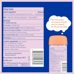 Dry Idea gel deodorant for women, clear finish and fast-drying formula.