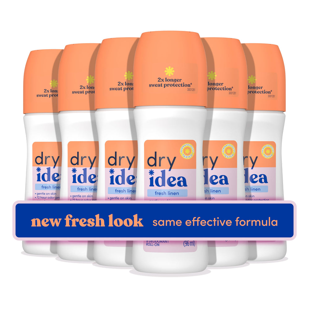 Dry Idea unscented roll-on bottle for women with clear, quick-drying application